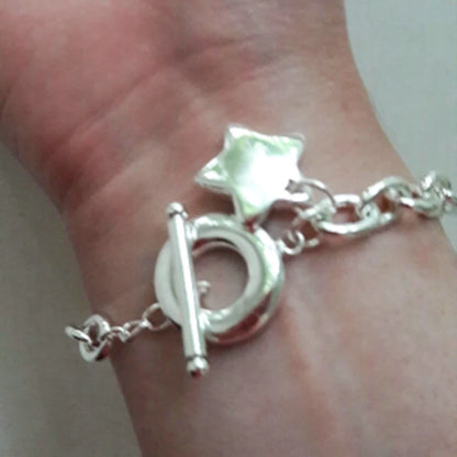 DOTEFFIL 925 en argent Sterling étoile à boucle bracelets porte-bonheur chaîne pour les femmes mode mariage fiançailles bijoux fins