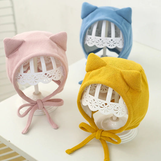 Mignon chat oreille bébé chapeau automne hiver doux bébé garçon fille casquette oreille couleur unie Protection chapeaux nouveau-né Bonnet Bonnet Enfant