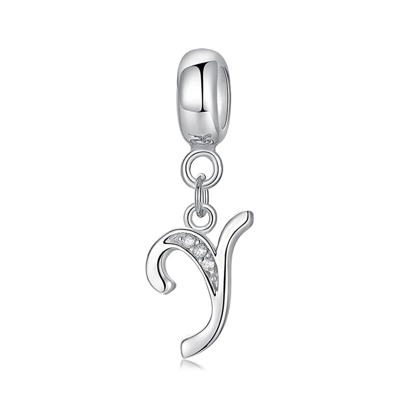 925 argent Sterling breloque perle Vintage Alphabet A-Z lettre pendentif breloques ajustement marque Bracelets colliers femmes bijoux à bricoler soi-même