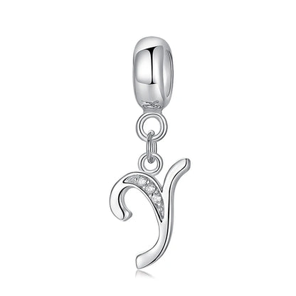 925 argent Sterling breloque perle Vintage Alphabet A-Z lettre pendentif breloques ajustement marque Bracelets colliers femmes bijoux à bricoler soi-même