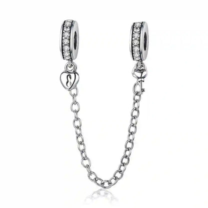 Meilleure vente 100% argent Sterling 925 la clé de coeur silicone sécurité chaîne breloque Wostu Original perles Bracelet bijoux CQC606