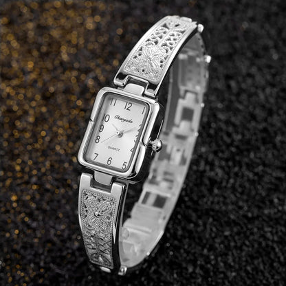 Saat-Montre à quartz carrée pour femme, montre-bracelet pour femme, argent, or, marque supérieure,