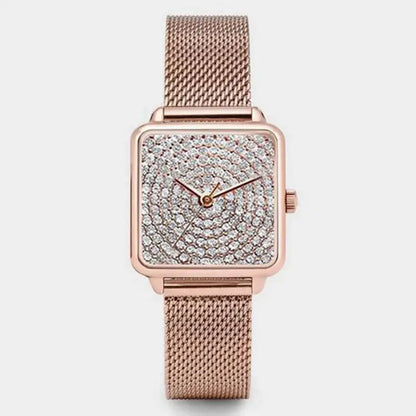 Montre à quartz pour femme, ceinture en acier,