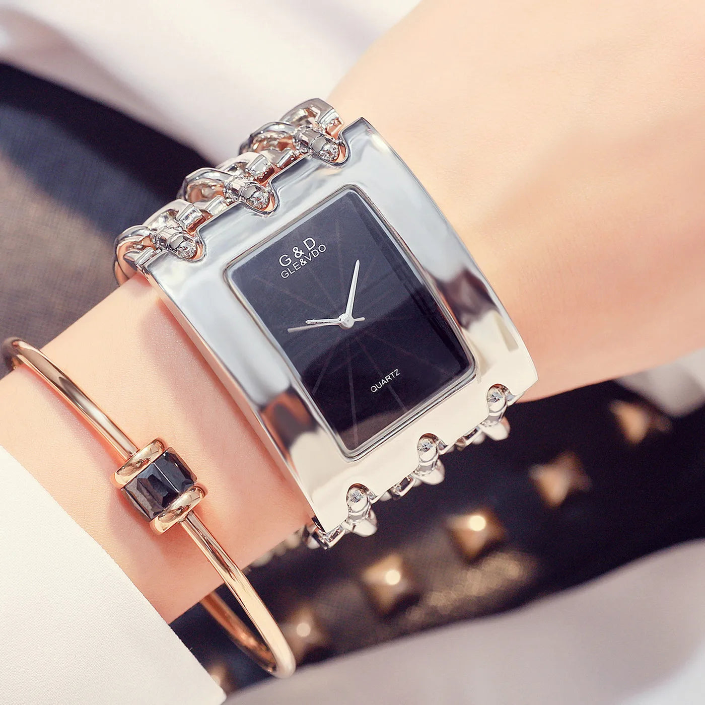 G & D-Montre-bracelet décontractée pour femme, trois JOQuartz,