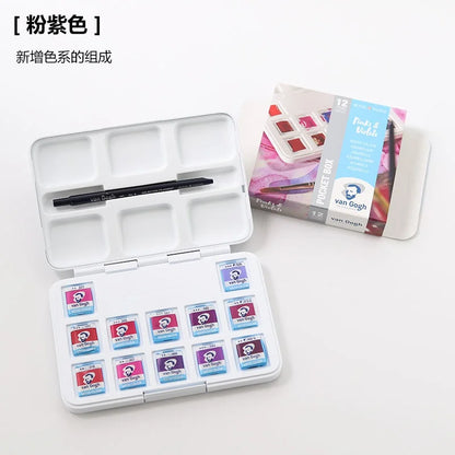 Van Gogh – ensemble de peintures à l'aquarelle, série de couleurs métalliques roses et violettes, fournitures d'art, fournitures scolaires