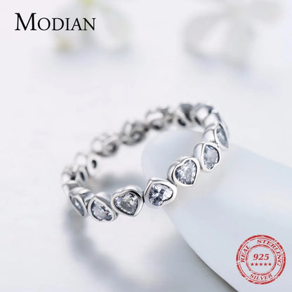 Modian – bague classique en argent sterling 925, zircone cubique, bijoux, cœurs d'amour, éternité
