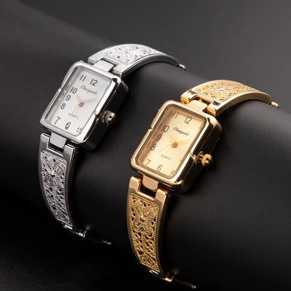 Saat-Montre à quartz carrée pour femme, montre-bracelet pour femme, argent, or, marque supérieure,
