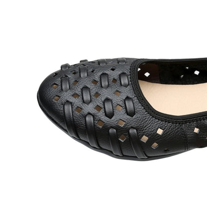 WOIZGIC mère femmes chaussures sandales plates évider en cuir véritable sans lacet mocassins doux été plage Vintage grande taille 42 43
