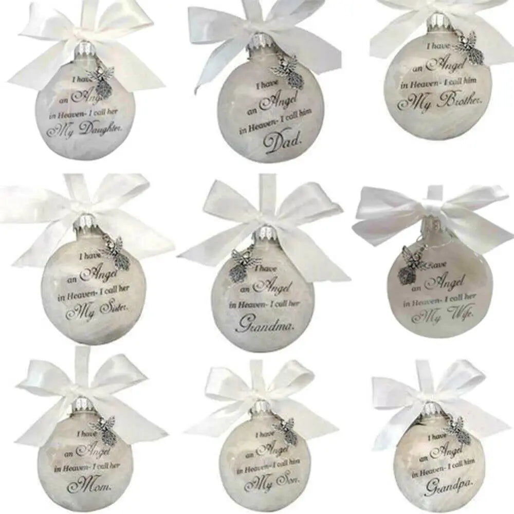 Boule Souvenir de noël, ornement avec nom, Souvenir, boule à plumes, cadeaux de noël, pendentif, décoration commémorative