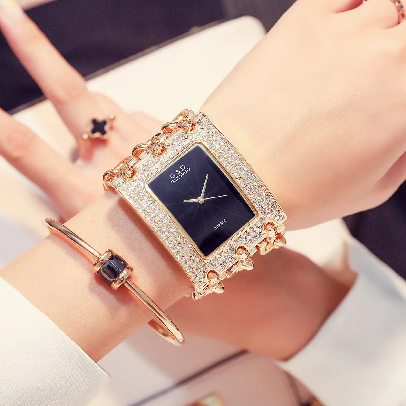 G & D-Montre-bracelet décontractée pour femme, trois JOQuartz,