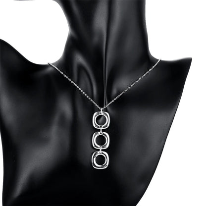 DOTEFFIL 925 en argent Sterling rond carré collier boucle d'oreille ensemble pour femme mariage fiançailles fête mode charme bijoux