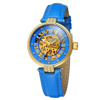 FORSINING-Montre mécanique automatique pour femme, blanc, doré, module, montre-bracelet, mode, business