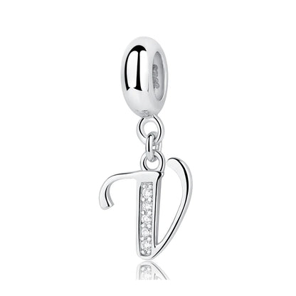 925 argent Sterling breloque perle Vintage Alphabet A-Z lettre pendentif breloques ajustement marque Bracelets colliers femmes bijoux à bricoler soi-même
