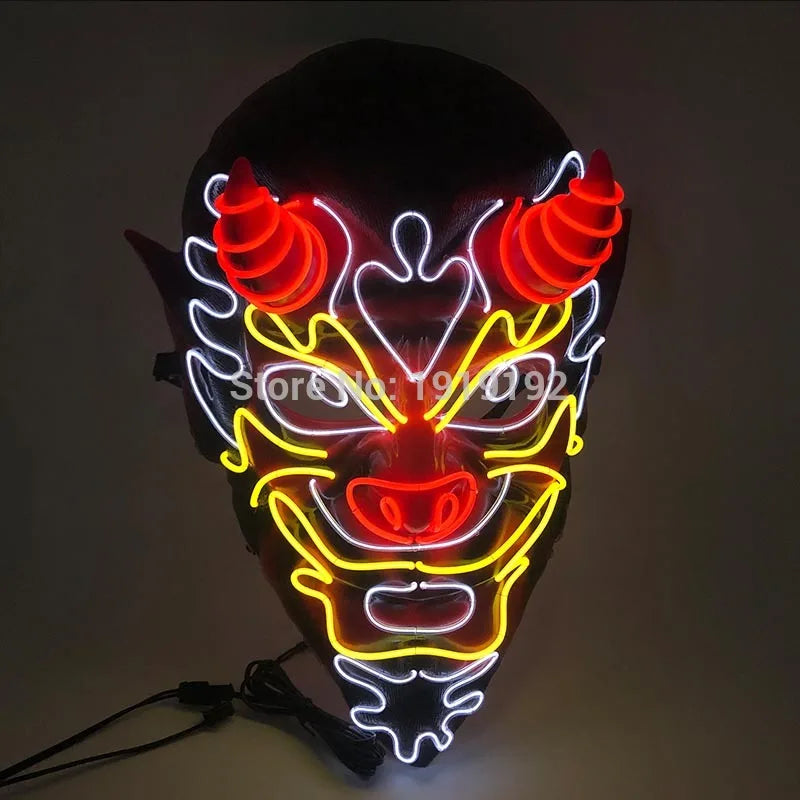 Halloween carnaval fête Costume décoration LED lumineuse masque Halloween masque LED masque éclairer masques de fête pour la fête lumineuse