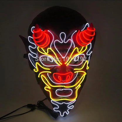 Halloween carnaval fête Costume décoration LED lumineuse masque Halloween masque LED masque éclairer masques de fête pour la fête lumineuse