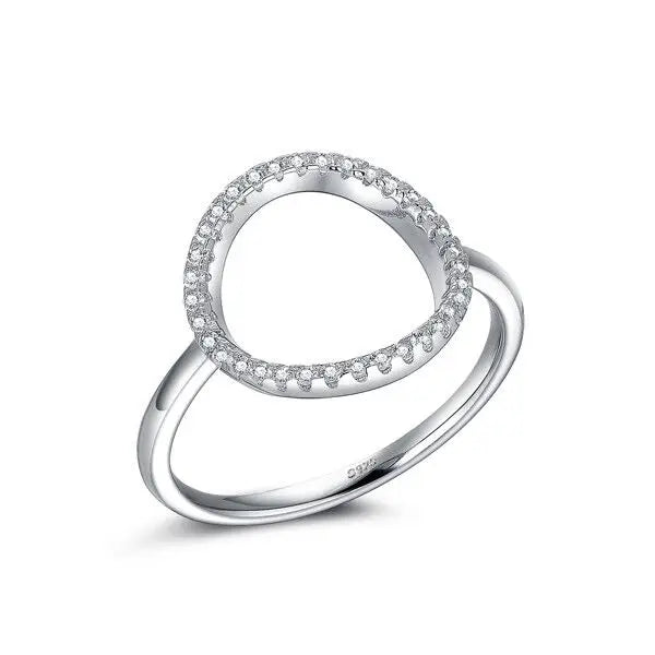 Bague en argent sterling 925 anneau blanc et rose en cercle brillant, zircon, cubique, solide