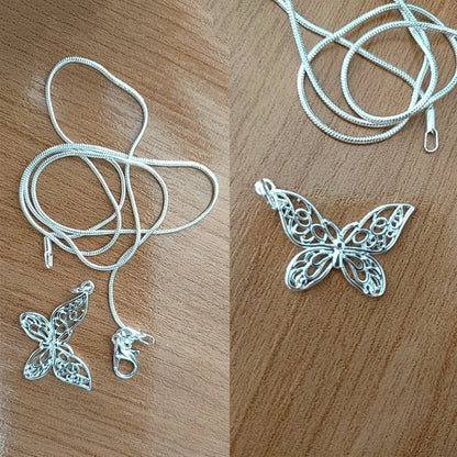 DOTEFFIL – collier avec pendentif papillon en argent Sterling 925, chaîne serpent de 18/20/22/24/28/30 pouces pour femmes, bijoux de fiançailles et de mariage