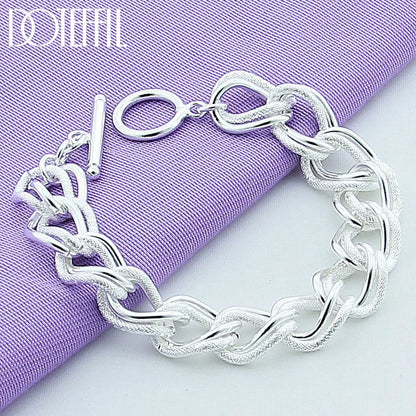 DOTEFFIL-Bague lisse en argent regardé 925 pour homme et femme,