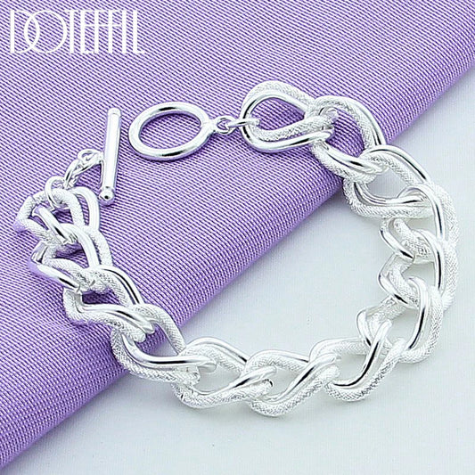DOTEFFIL-Bague lisse en argent regardé 925 pour homme et femme,