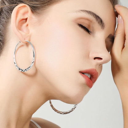 DOTEFFIL 925 argent Sterling 40/45/50mm rond cercle boucles d'oreilles pour les femmes