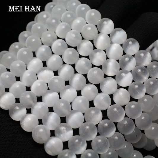 Meihan – perles de Calcite en sélénite blanche naturelle, rondes et lisses, amples, pour la fabrication de bijoux, bricolage, 8mm/10mm