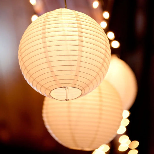 Lanterne LED blanche chaude (6, 8, 10, 12, 14, 16 pouces), 10 pièces/lot, lampions boule de papier chinois pour décoration de fête de mariage