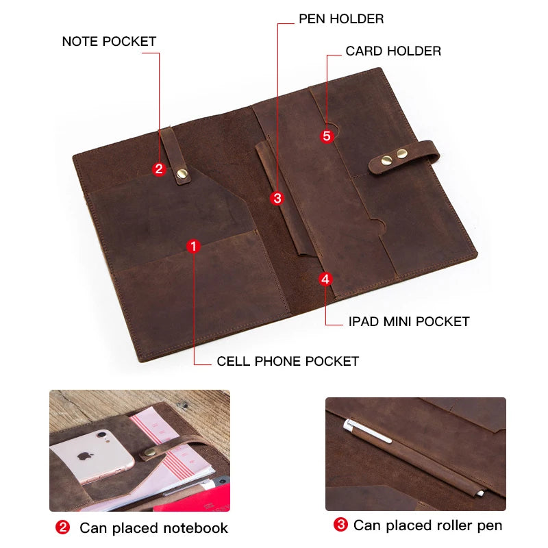 Étui à manches en cuir véritable pour iPad mini