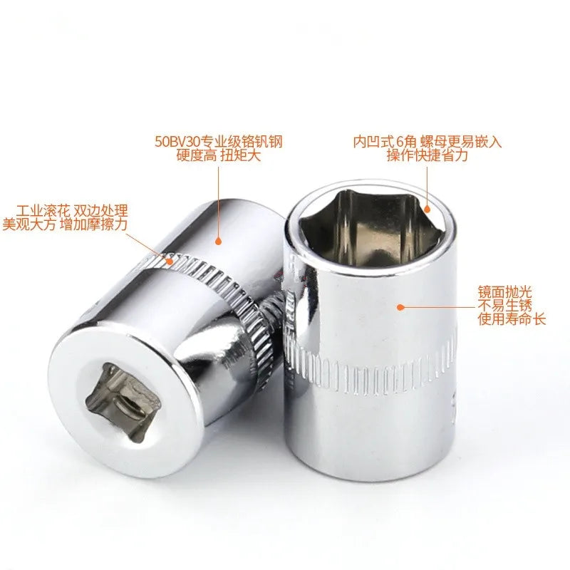 Douille à Tête Enveloppée, Outil à Double Extrémité, 4mm, 4.5mm, 5mm, 5.5mm, 6mm, 7mm, 8mm, 9mm, 10mm, 11mm, 12mm, 13mm, 14mm, 1/4 Pouces, 1 Pièce