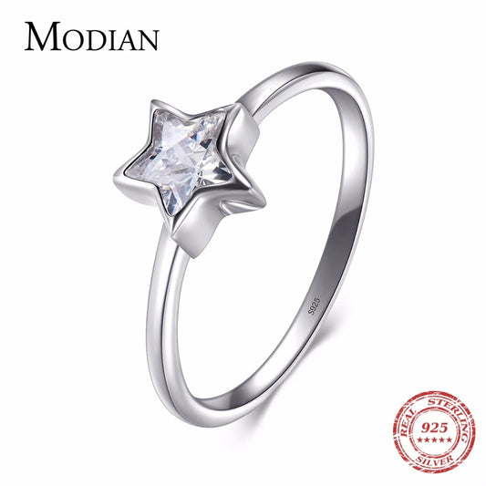 Modian-Bague étoile en argent regardé 2021 pour femme, bijoux en zircone cubique, matiques simples, cadeau élégant, mode authentique, contre-indiqué, nouveau, 925