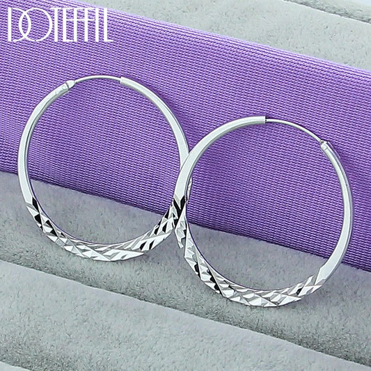 DOTEFFIL 925 argent Sterling 40/45/50mm rond cercle boucles d'oreilles pour les femmes