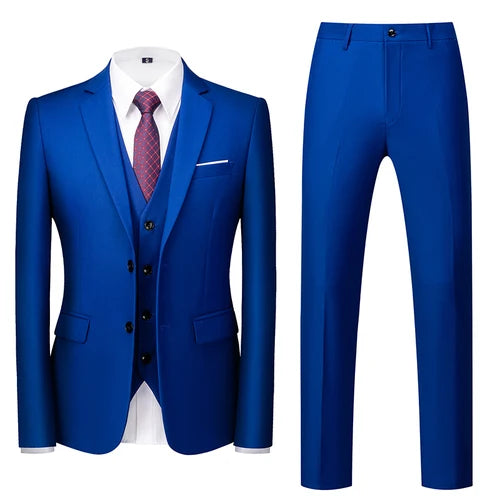 Costume vert clair pour Homme, 3 pièces (veste + pantalon + gilet), noir, gris, rouge, Terno Masculino, mode Slim, taille asiatique M-6XL