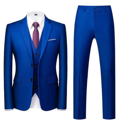 Costume vert clair pour Homme, 3 pièces (veste + pantalon + gilet), noir, gris, rouge, Terno Masculino, mode Slim, taille asiatique M-6XL