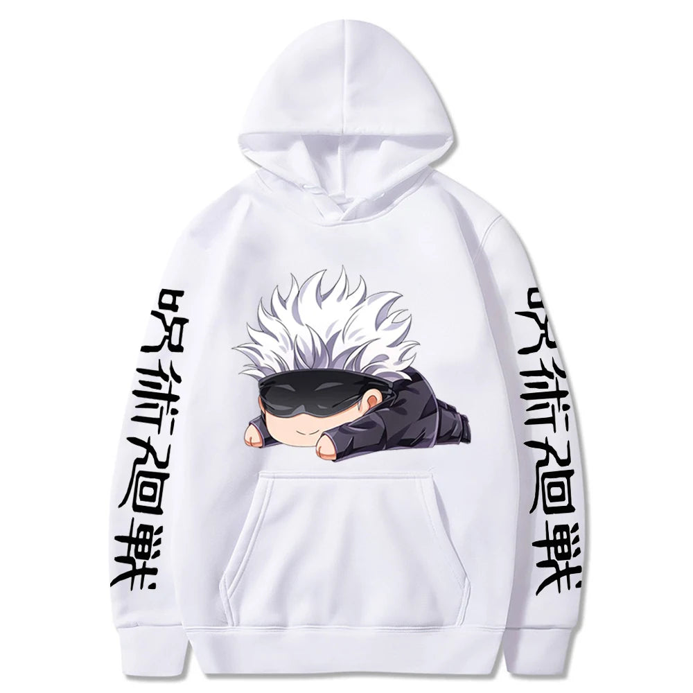 Gojo Satoru Kawaii graphique Anime sweats à capuche unisexe hiver chaud surdimensionné vêtements de sport hommes décontracté sweat-shirt ample