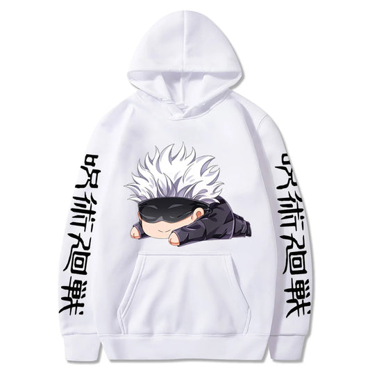 Gojo Satoru Kawaii graphique Anime sweats à capuche unisexe hiver chaud surdimensionné vêtements de sport hommes décontracté sweat-shirt ample