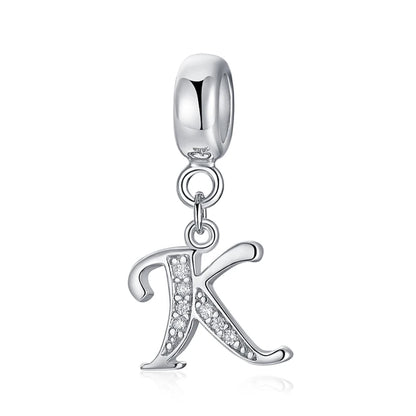 925 argent Sterling breloque perle Vintage Alphabet A-Z lettre pendentif breloques ajustement marque Bracelets colliers femmes bijoux à bricoler soi-même