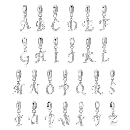 925 argent Sterling breloque perle Vintage Alphabet A-Z lettre pendentif breloques ajustement marque Bracelets colliers femmes bijoux à bricoler soi-même