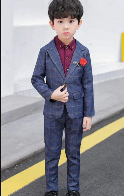 Robe d'uniforme scolaire pour garçons, olympiques d'anniversaire formels pour mariages, pantalons blazer, ensembles de vêtements pour enfants, fête de gentleman, 2 pièces, F64