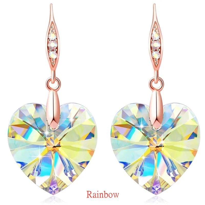 Boucles d'oreilles longues à crochet en Zircon Rose, bijoux en or Rose,