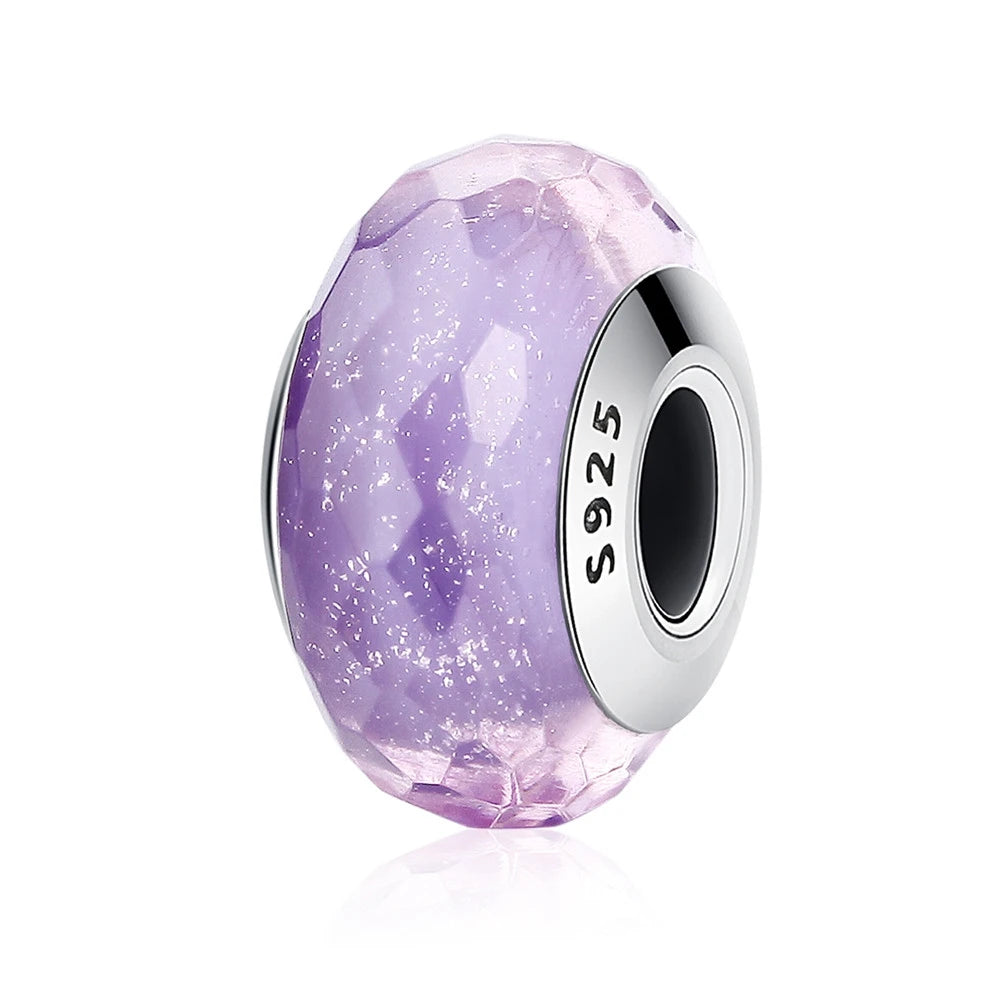 BAMOER 925 en argent Sterling belle fleur rose perles de charme en verre de Murano européen
