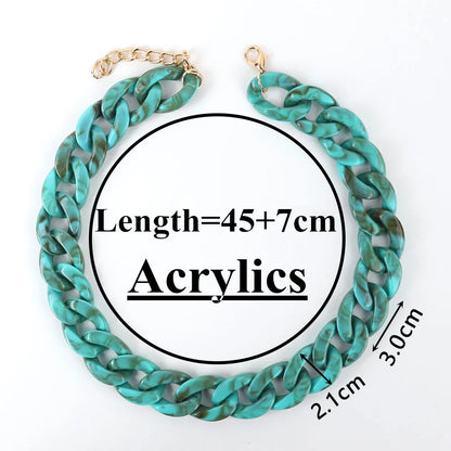 FishSheep-Collier de collier JoChoker en acrylique pour hommes et femmes, Rock Punk, Chunky Curb Optics, Bijoux Boho, 26 couleurs