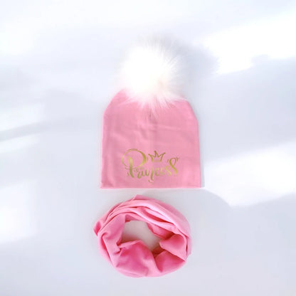 Ensemble de chapeaux pour filles, lettres dorées, princesse, prince, couronne, chapeau pour garçon, bonnet en coton tricoté pour enfants