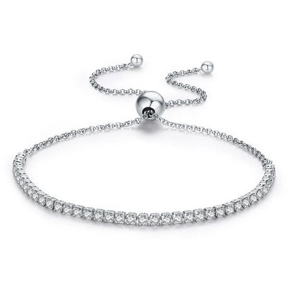 BAMOER – Bracelet de Tennis classique plaqué or 14 carats pour femmes, Bracelet coulissant réglable en argent Sterling 925, bijoux cadeau de mariage