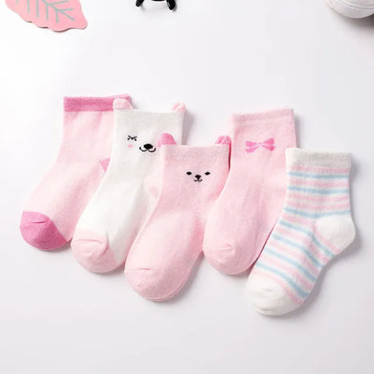 5 paires / lots de chaussettes en coton doux pour enfants garçons filles bébé bande de mode bande chaude automne hiver 0-8 ans chaussettes de dessin animé pour enfants