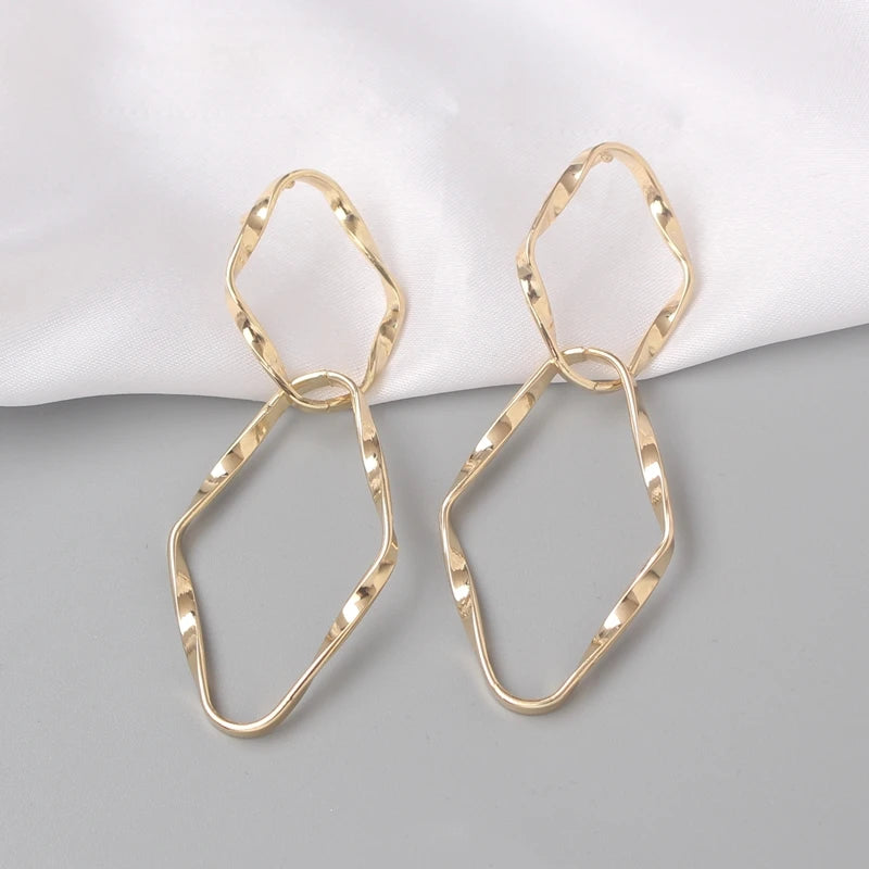 Boucles d'oreilles JODstressen métal multicouches pour femmes, déclaration, document en or,