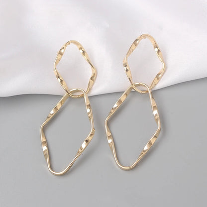 Boucles d'oreilles JODstressen métal multicouches pour femmes, déclaration, document en or,