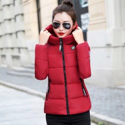 INSTYLISH Parka d'hiver à capuche pour femme, manteau court épais et chaud,