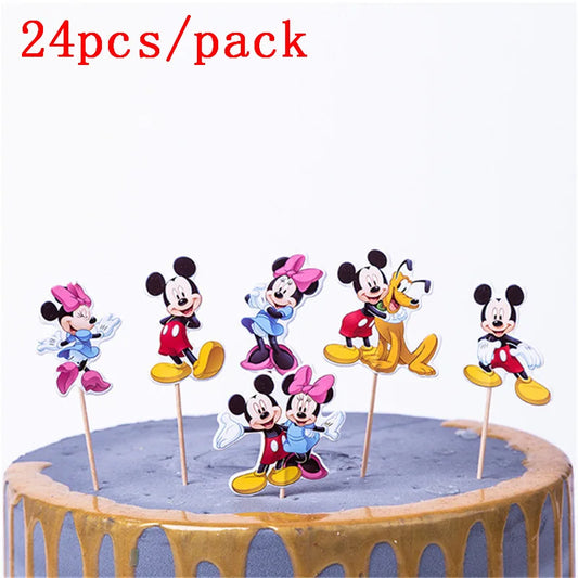 24 pièces/paquet Minnie Mouse enfants anniversaire décor dessin animé Toppers bougies enfants filles gâteau Bougie accessoires fournitures de fête