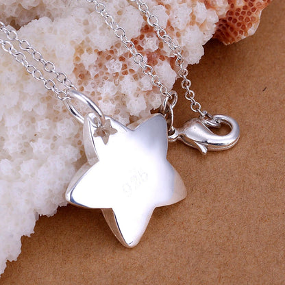 DOTEFFIL véritable 925 en argent Sterling étoile pendentif collier 18 pouces chaîne bijoux de mode collier pour les femmes offre spéciale