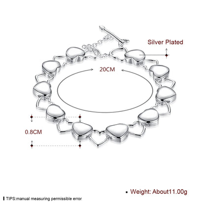 DOTEFFIL 925 en argent Sterling solide creux plein coeur Bracelet pour femme charme mariage fiançailles fête bijoux de mode