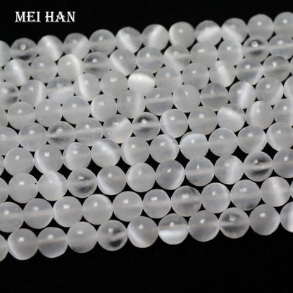 Meihan – perles de Calcite en sélénite blanche naturelle, rondes et lisses, amples, pour la fabrication de bijoux, bricolage, 8mm/10mm